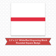 Picture of Square 2.5"x 2.5" White/Red Engraving Stock Name Badge with Squared Corners