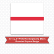 Picture of Square 2.5"x 2.5" White/Red Engraving Stock Name Badge with Rounded Corners