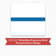 Picture of Square 2.5" x 2.5" White/Blue Engraving Stock Name Badge with Rounded Corners
