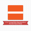 Picture of Square 2" x 2" Orange/White Engraving Stock Name Badge with Rounded Corners